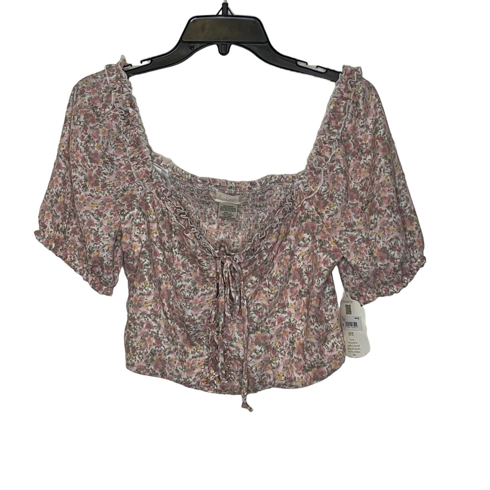 Altar'd State Crop Top Size Medium‎ Pink Multi Floral Pattern Lined Polyester